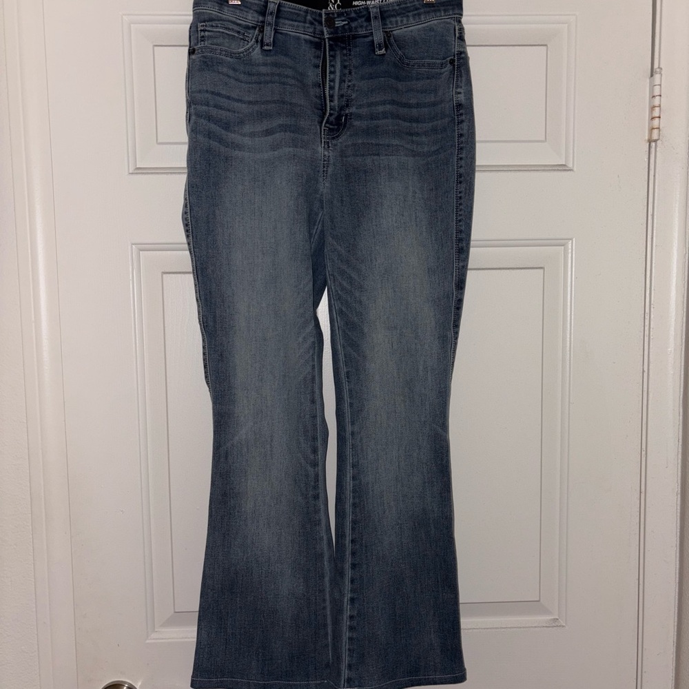 New York & Company Dark Blue Flare Jeans